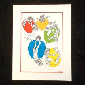 Julie Corsover Children's Prints "Balloon Magic"  - Vintage 1977 Unframed: New